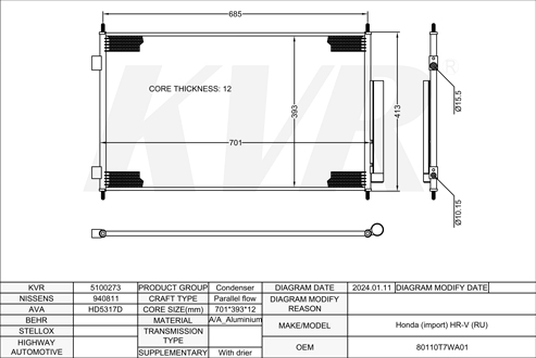 HONDA SUV,2015- L15BY CONDENSER
