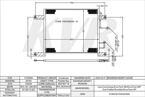 IVECO,1991-2001 8040.45.4000 CONDENSER