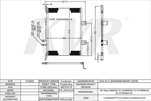 MACK,1997-2005 CONDENSER