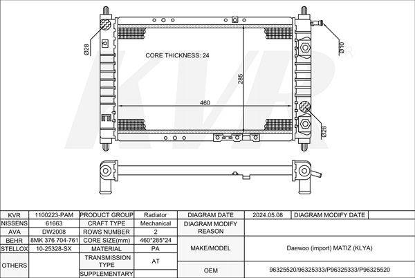 DAEWOO HATCHBACK,1998- F8CV RADIATOR