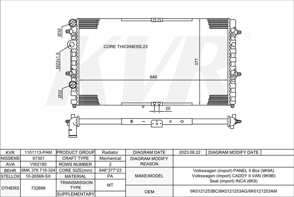 VOLKSWAGEN BOX,1995-2004 AYQ RADIATOR