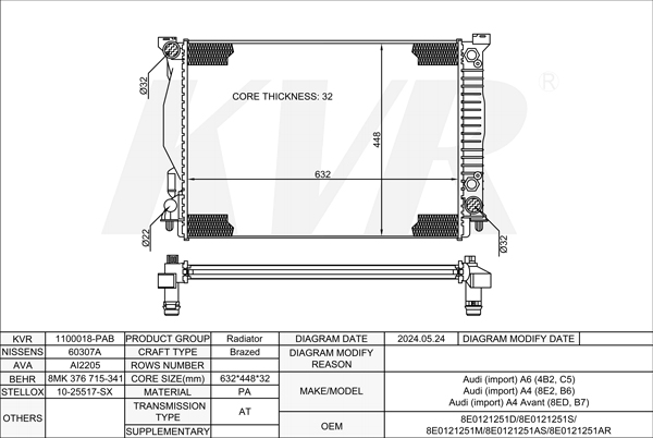 AUDI SALOON,1997-2005 BBJ RADIATOR