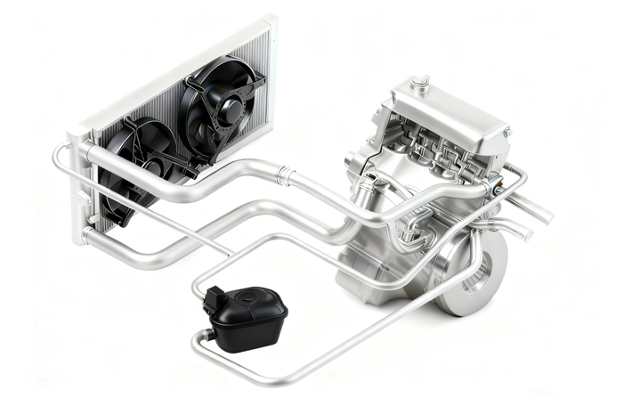 The Hub of the Cooling System: Analyzing the Synergy of the Expansion Tank, Radiator, and Engine.