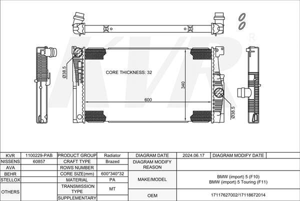 BMW SALOON,2011-16 N20 B20 A RADIATOR