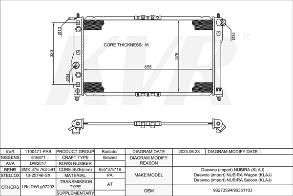 DAEWOO HATCHBACK,1997- A16DMS RADIATOR