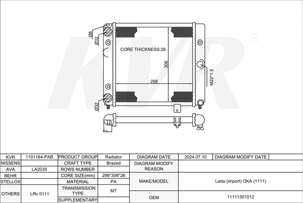 LADA HATCHBACK,1988- B6113E RADIATOR